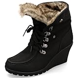 MQ23 Damen trendige Wedge - Stiefeletten in Mocassin -Look MQ1183 Black Gr. 39
