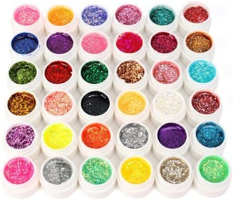 36pcs Glitters Powder Pure Nail Art Tips UV Gel Builder DIY Decoration by Davidsonne