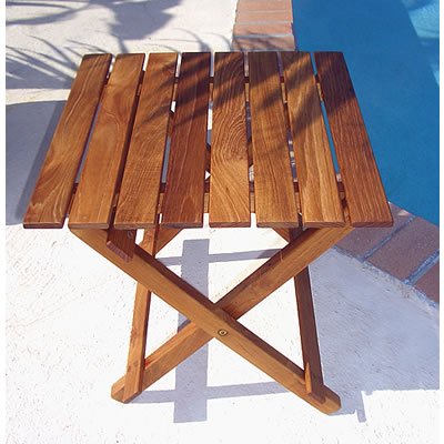 Premium Teak Folding Side Table and Foot Rest