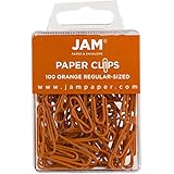 JAM Paper&reg; Paper Clips - Regular 1 Inch Paperclips - Orange - 100 Clips per Pack