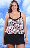 Delta Burke Dotted Floral Plus Size Two Piece Skirtini - Plus Size Swimsuit Plus Size Swimsuit