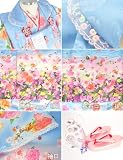 【着物問屋】豪華8点　永田萌　被布セット<br>【薔薇と子猫・水色】