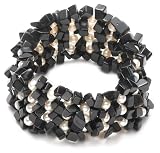  : Onyx Stretch Bracelet w/ White Dyed Freshwater Cultured Pearls