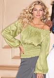metrostyle Extreme Shine Peasant Blouse (CLEAR AQUA,16)