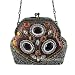 Vintage Style Purse - Heavily Beaded - Embellished - Frame - Bag -Brown