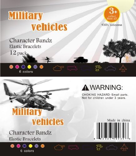 Tie Dye Military Rubber Bands Bracelets Gifts Pack Jet Fighter, Helicopter & Tank - Magic Bandz