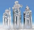 Set of 3 Icy Crystal Lighted LED Snowman Christmas Figures