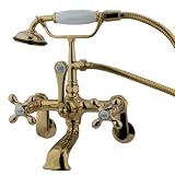 51g3mqrG60L. SL160  Kingston Brass CC57T2 Vintage Leg Tub Faucet with Hand Shower, Metal Cross Handle, Polished Brass