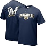 Nike Milwaukee Brewers Navy Blue Arched Date T-shirt