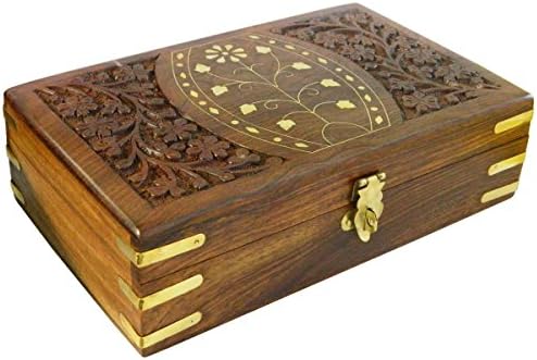 Handmade Rosewood Decorative Jewelry Storage Box / Trinket Box / Keepsake Organizer (7 X 5) inches