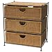 Three Drawer Wicker Nightstand (Honey) (26.25D x 24H x 16W)