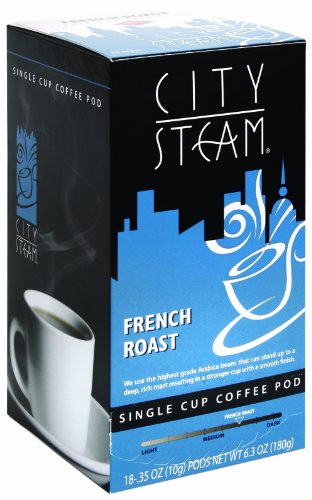 City Steam 17530 French Roast Single Cup Coffee Pods, 18-count