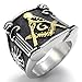 KONOV Embossed Freemason Masonic 316L Stainless Steel Band Enamel Mens Ring