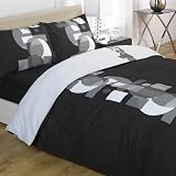 Denver Black White & Grey Reversible Design King Size Duvet Quilt Cover Bedding Set
