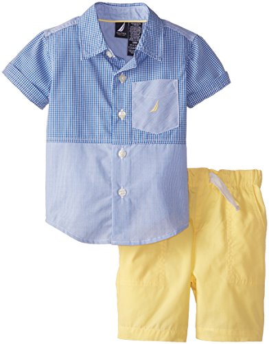 Nautica Baby Boys' 2 Piece Multi Print with Drawstring Short, Flag Blue, 18 Months