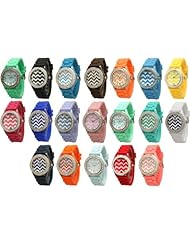 Wholesale Lot of 10 Womens Geneva Rhinestone-accented Silicone Watch Chevron Design