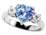 Original Star K(tm) 8mm Heart Shape Simulated Aquamarine Engagement Ring