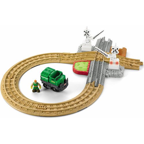 Fisher Price Geotrax Lights & Sounds Crossing Gate with extra track to make a loop helps the Lookout Team change tracks and includes a Bonus DVD
