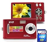 SVP DC-12DX-Red 12MP Max Thinnest DIGITAL CAMERA VIDEO w/ SOUND! (SVP 1GB High Speed SD Memory Card Included)