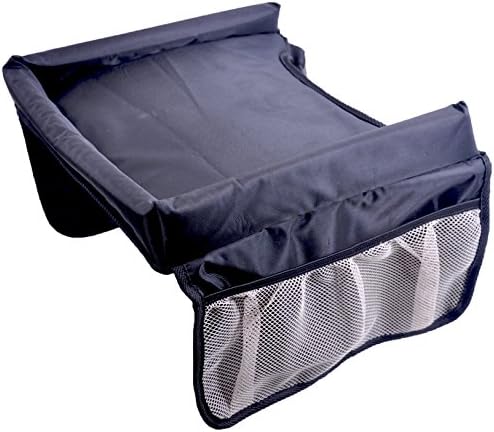 Kids Travel Tray Car Organizer By IsBedda - Durable, Sturdy Design Great Color Option That Matches Most Car Interiors (Dark Grey/Black and Buff Beige). More Sturdy Than Other Travel Trays That Just Have Foam for the Tray. IsBedda's Tray Has a Vinyl Center Tray. With Pouches for Drinks, Cups, Toys and Coloring Things. Perfect!