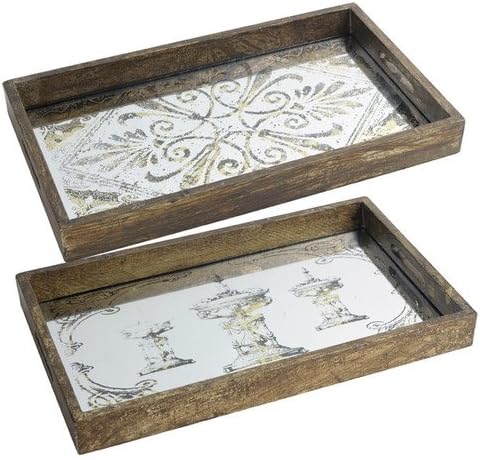 Cynthia Mirrored Tray set Brown and mercury by A&amp;B Home Group, Inc