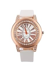 Yesurprise New Quartz Fashion Rose Gold Crystal Case Weave Roman Numerals Leather Bracelet Girl Woman Wrist Watch Gift White