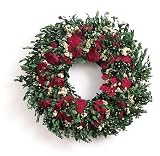 NEW 18 Round GREEN OREGONIA Red/Pearl White ACHILLEA Flax WREATH