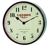 London Clock Co Black Retro Finish 23cm Wall Clock
