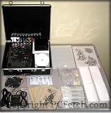 Two 2 Gun Practice Tattoo Kit w/ 100 needles, 11 inks, digital power supply, skins, transfer paper, more