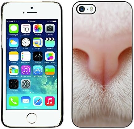 MOVEWAY Smartphone Case Back Lovely Dog Picture Image Black Edge Cover For APPLE IPHONE 5 / 5S - white kitten muzzle snout nose cat