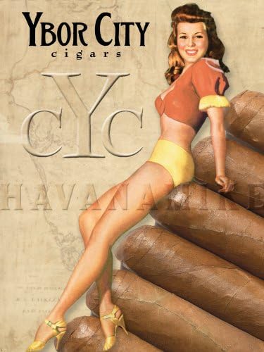 YBOR CITY CIGARS of TAMPA Pinup Print - measures 24" high x 18" wide (610mm high x 458mm wide)