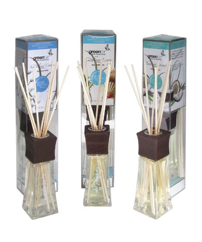Greenair All Natural Reed Diffuser Set, Island Cotton,Caribbean and Coconut