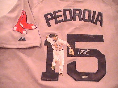 DUSTIN PEDROIA SIGNED AUTOGRAPHED JERSEY BOSTON RED SOX COA + HOLOGRAM