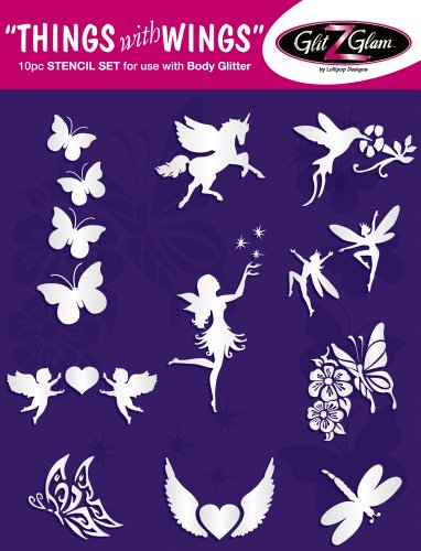 Things with Wings Tattoo Stencil Set for Glitter Tattoos / Kids Tattoos -DERMATOLOGIST TESTED!