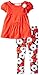 Kids Headquarters Girls' Red Tunic with Flower Print Leggings