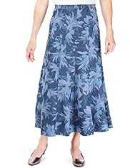 Classic Collection Panelled Iris Print Denim Skirt