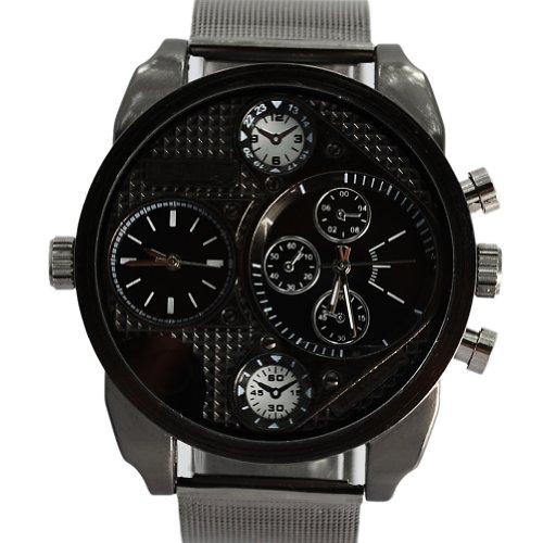 Oulm analog quartz gray resin band black round dial men…