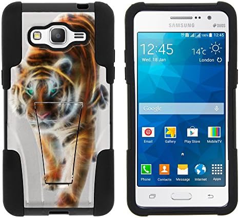 Galaxy Grand Prime Case, Durable Hybrid STRIKE Impact Kickstand Case with Art Pattern Designs for Samsung Galaxy Grand Prime SM-G530H, SM-G530F, SM-G530AZ (Cricket) from MINITURTLE | Includes Clear Screen Protector and Stylus Pen - Blazing Tiger