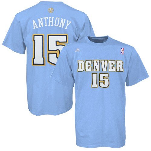 Carmelo Anthony adidas Light Blue Name and Number Denver Nuggets T-Shirt