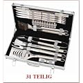 Edelstahl Grillbesteck Grill besteck im alu Koffer 31 teilig