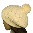 Acrylic and Rabbit Hair Fluffy Crochet Shining Diamond Pattern Double Layer Beanie Cap with Pompon - Various Colors