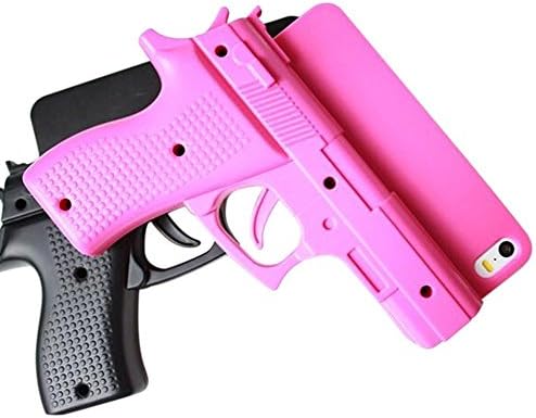 Blogger Gun Pistol Shape Plastic Material Back Case Cover for Apple Iphone 5 5s(pink)