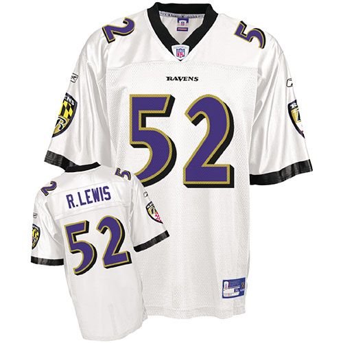 Ray Lewis #52 White Baltimore Ravens Reebok NFL Premier All Stitched Replica Jersey - LARGE