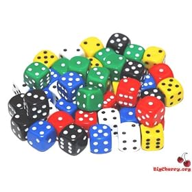 Dice, 50 x 12mm Round Corner Spot - Mixed