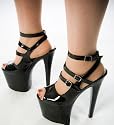Brandy - Black Strappy Stiletto Platform Sandals/Shoes with 8 inch High Heels