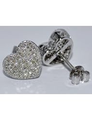Heart Shape Diamond Earrings Stud Screw back 0.5ct 10k White Gold Screw Backs 10mm