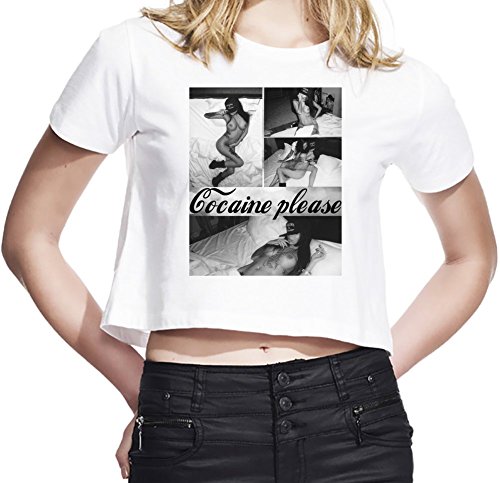 Cocaine And Caviar Sexy Hot Glamour Babe Womens Cropped Jersey T-Shirt Small