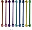 UNALLOYED SOLID GRADE 2 TITANIUM BARBELLS ASSTBRTITB -14G 5/8