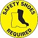 Accuform Signs MFS316 Slip-Gard Adhesive Vinyl  Round Floor Sign, Legend "SAFETY SHOES REQUIRED/SE REQUIEREN BOTAS DE SEGURIDAD" with Graphic, 8" Diameter, Black on Yellow