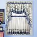 Dreams Blue Floral with Gingham Check Kitchen Tier Curtain, 54"x17" Valance